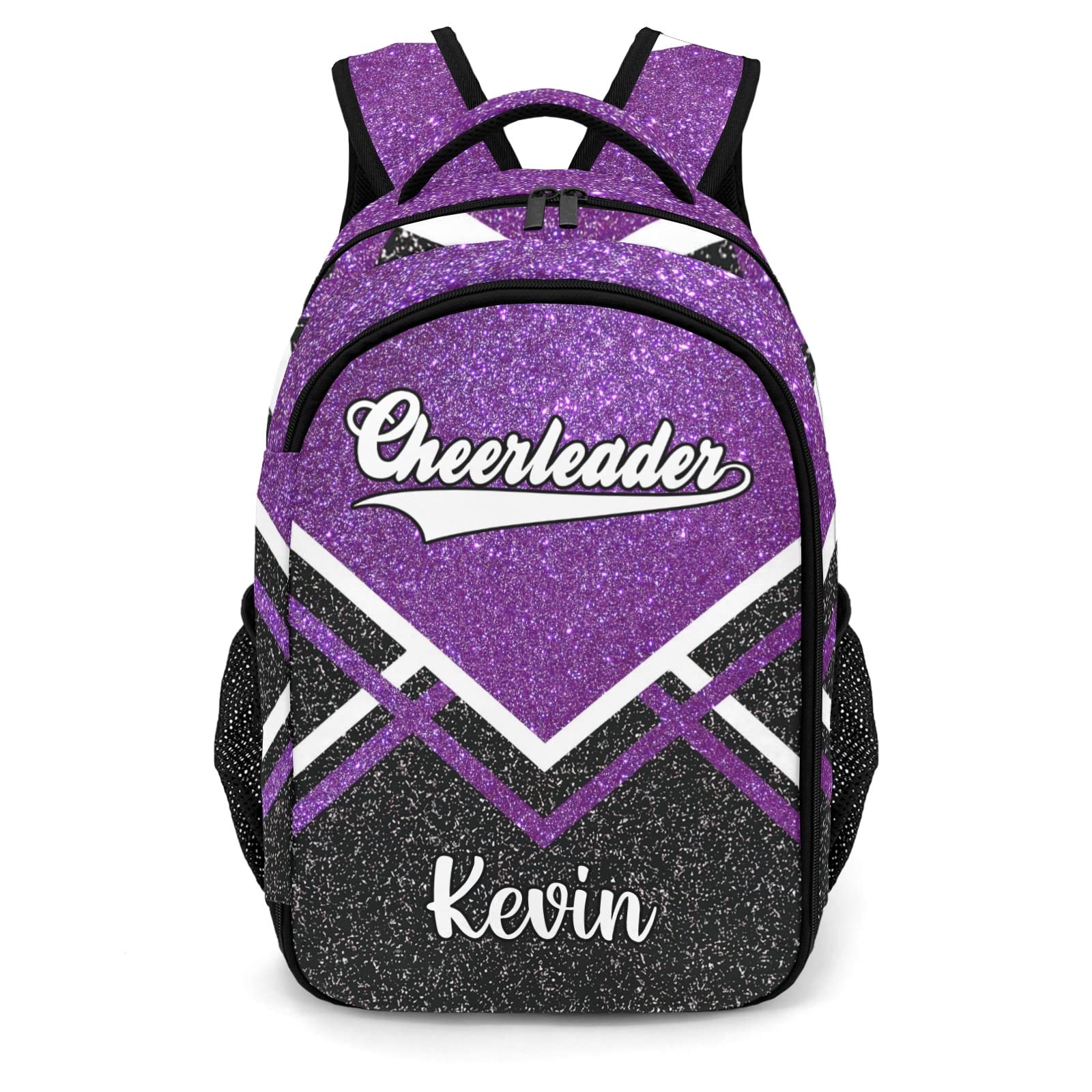 XOZOTY Purple Cheerleader Cheer Backpack Personalized with Name for Men Women Shoulder Bag Laptop Bag Bookbag