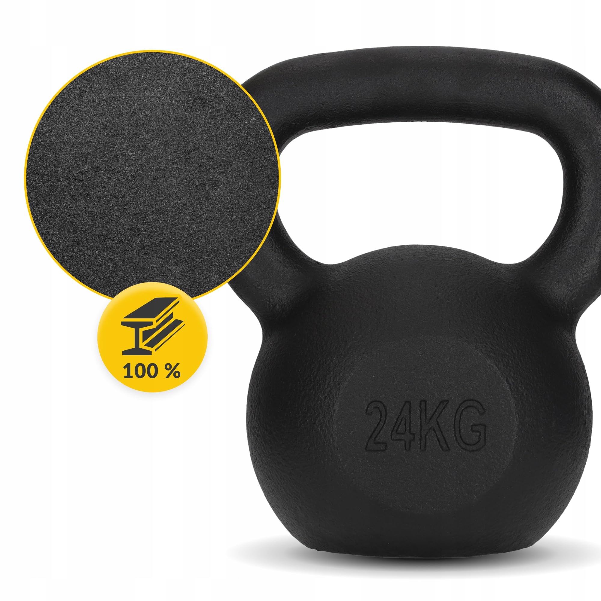 KETTLEBELL ODWAŻNIK ŻELIWNY OBCIĄŻENIE DO TRENINGU SIŁOWEGO 24 KG 4FIZJO