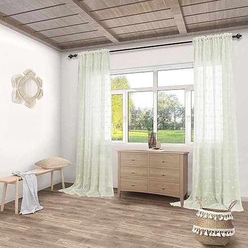 Miniatura 7 de Guken - Cortinas traslúcidas beige claro, textura de lino natural y con bolsillo para cortinero, 2 paneles de 120 pulgadas de largo para patio, sala