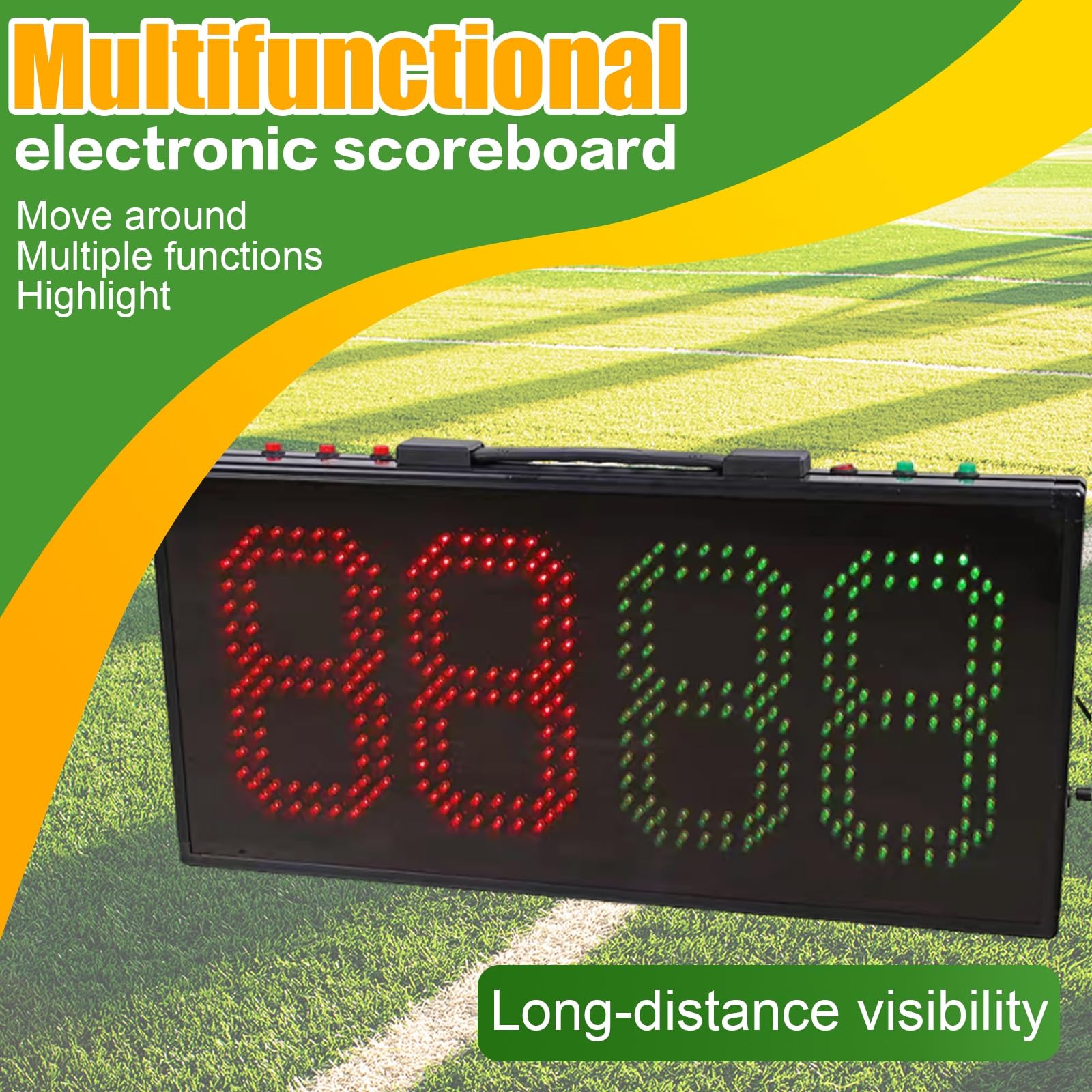 Tabellone segnapunti elettronico a LED per arbitro con batteria ricaricabile, timer per partite su entrambi i lati per eventi sportivi, ideale per allenatori e squadre