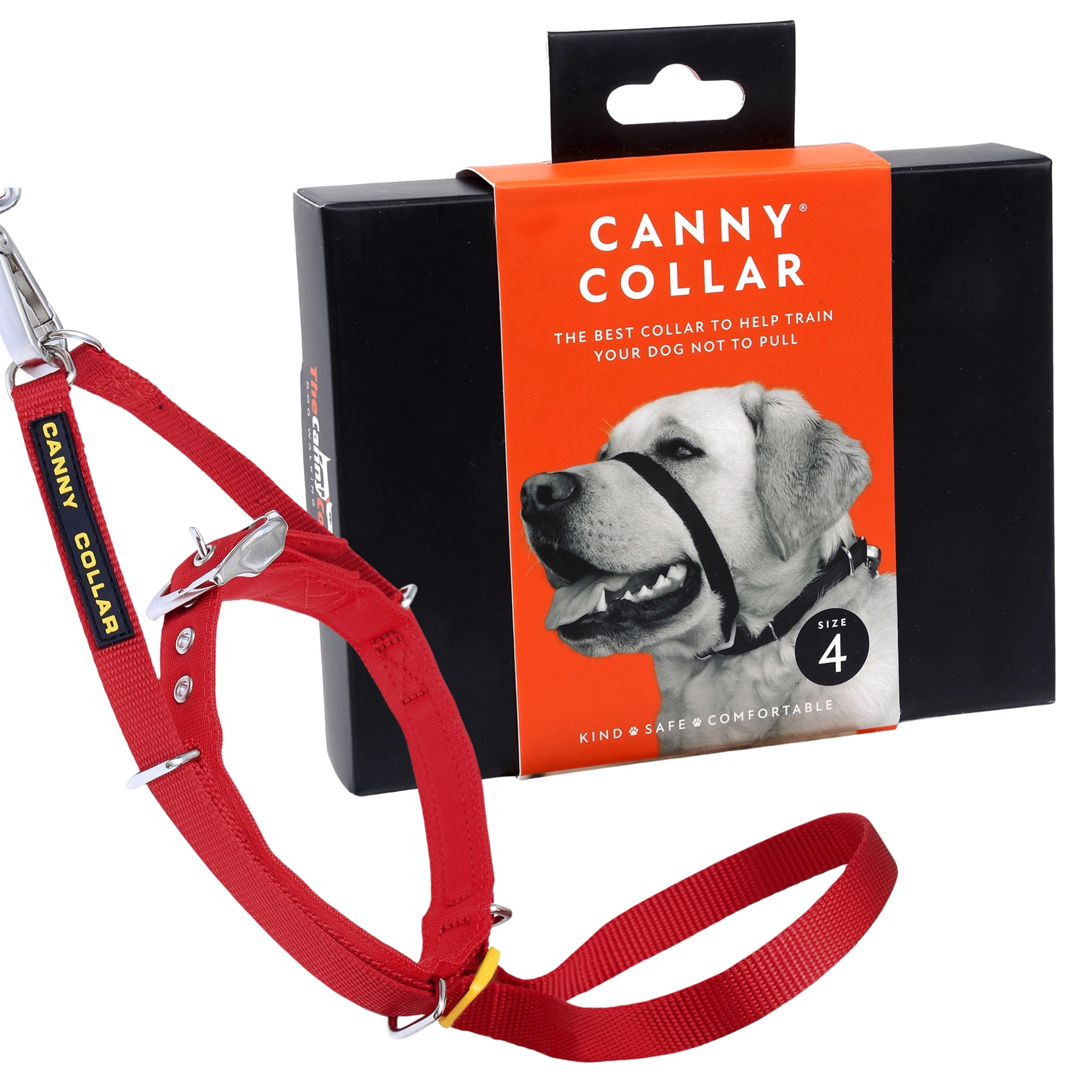 Canny Collar – Collar Antitirones de Cabeza para Perros Que Tiran | Arnés de Entrenamiento Suave y Seguro | Paseos Tranquilos sin Tirones – Rojo, Talla 4