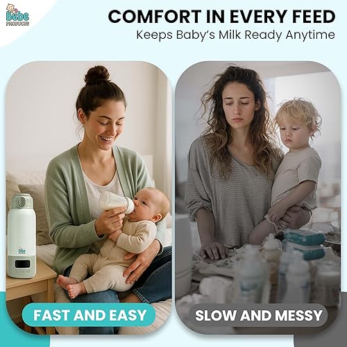 Miniatura 5 de Calentador de biberones portátil para viajes, verde, calentador de leche de bebé de calentamiento rápido con control de temperatura preciso, gran