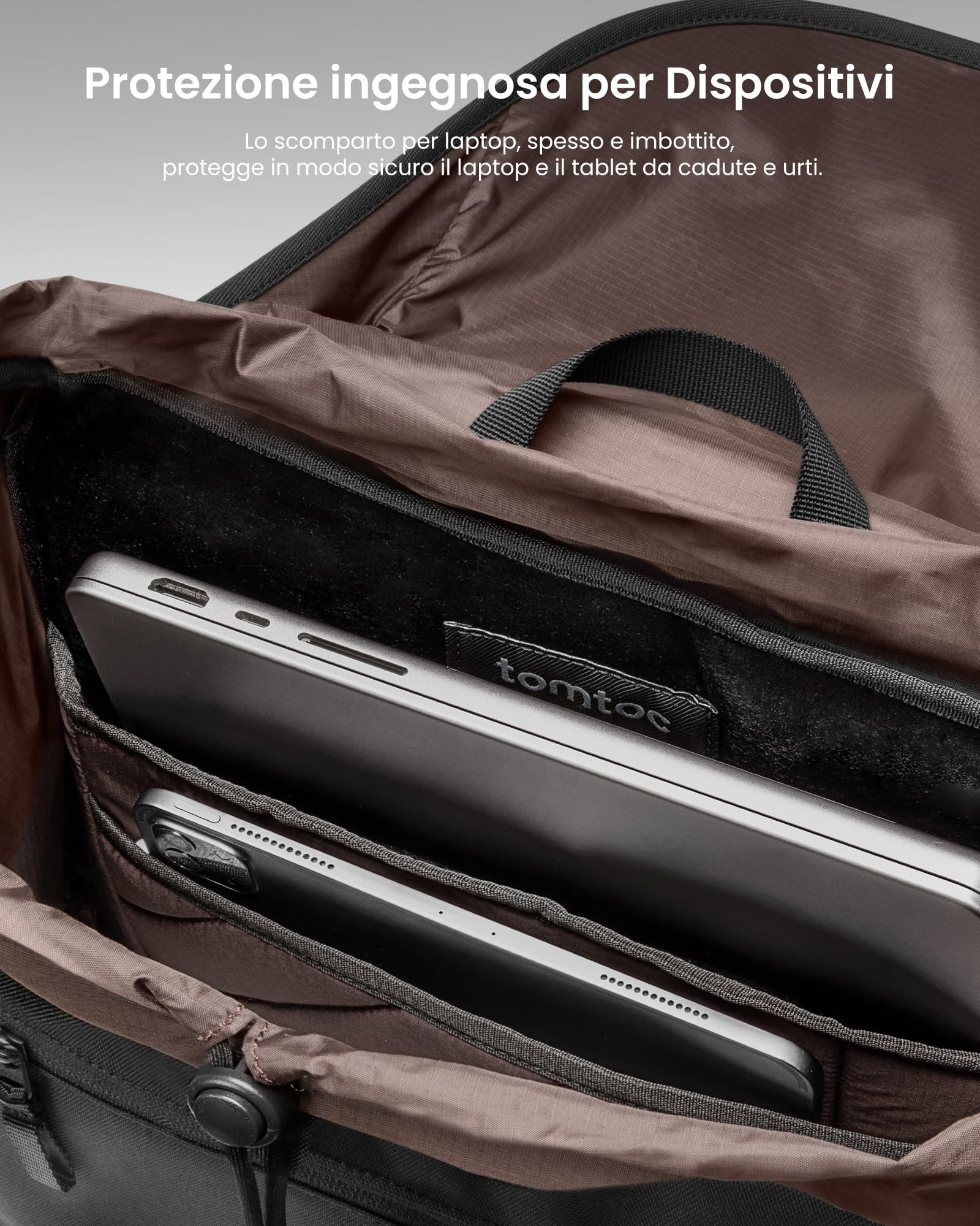 tomtoc Zaino con Patta per Laptop, Leggero, Resistente all'Acqua, Zaino da Giorno, Classico Zaino da Lavoro Vintage per Laptop da 13-15,6", Perfetto per il Campus, la Strada, 22L