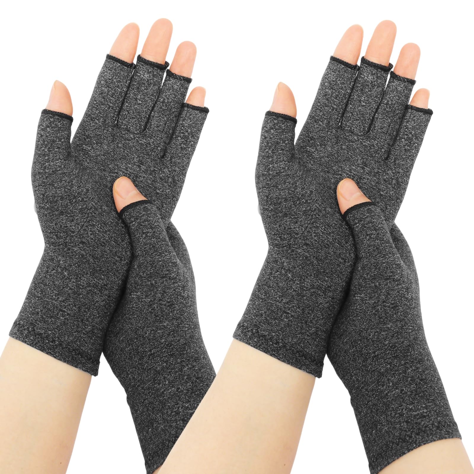 Newthinking Compression Gloves for Women/S, 2 Pairs Open Fingerless Arthritis Gloves for Arthritis, Carpal Tunnel Relief, Pain Relief, Swelling