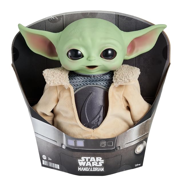 Foto 6 de 6 de Mattel Star Wars Peluche Din Grogu, muñeco blandito de 28cm con cabeza dura y base rellena de semillas