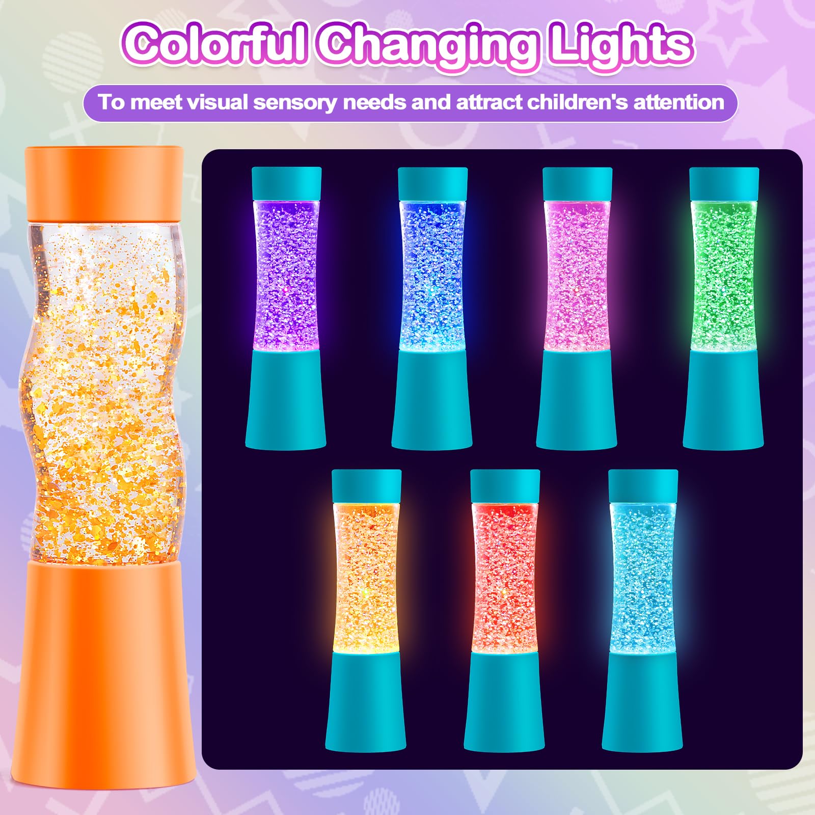NYOBABE Sensory Toys for Autism & ADHD,3 Pack Light-Up Sensory Tubes,Sensory Lights Fidget Toy for Stress & Anxiety Relief,Autism Sensory Equipment Special Needs Developmental Toys for Kids & Adults - Image 3