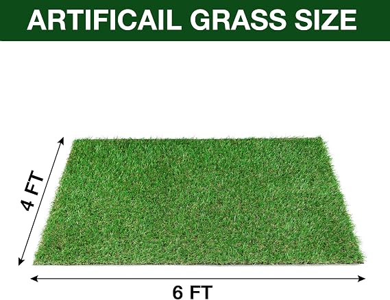 GLOBREEN Large Fake Grass for Dogs Potty Training, 4 FT X 6FT Realistic Pets Artificial Turf Outdoor Patio Balcony Use Reusable Washable High Drainage