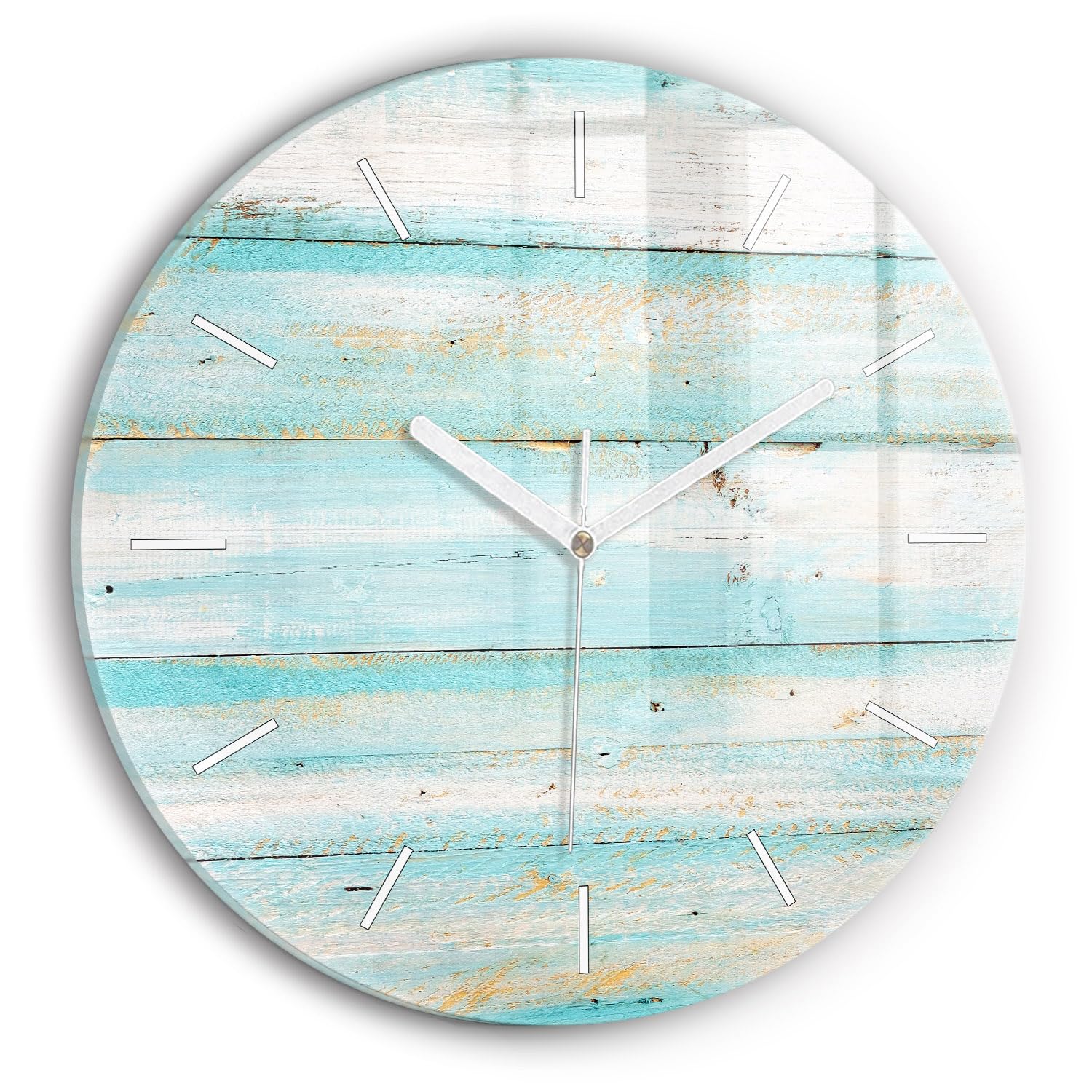 Horloge en Verre Planches Bleues pour Salon et Bureau Ambiance Moderne Wallfluent