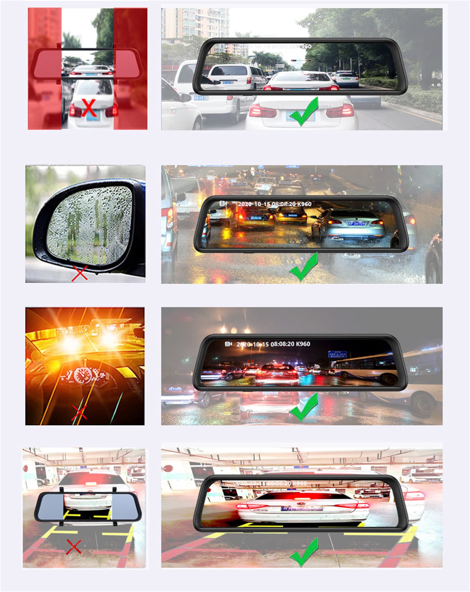 Dash Cam, Registrar Specchietto Retrovisore 4G 12 "Android Auto Videcam Car DVR Videoregistratore GPS ADAS WIFI Dashcam Telecamere Di Sorveglianza