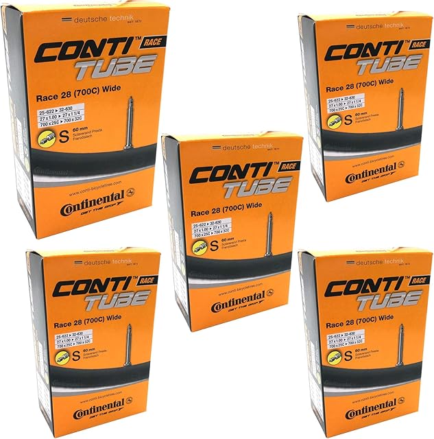 Continental Race 28 700 x 25-32c Bike Inner Tubes with Presta 60mm Valve (Set of 5),Black