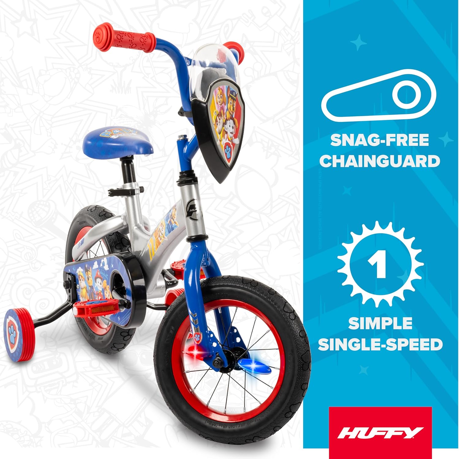 Huffy Paw Patrol Kids' Bikes, Sizes 12/16 Inch, Beginner Rider, Multiple Designs and Color Options Available, Removable Training Wheels Included, Fun Paw Patrol Graphics