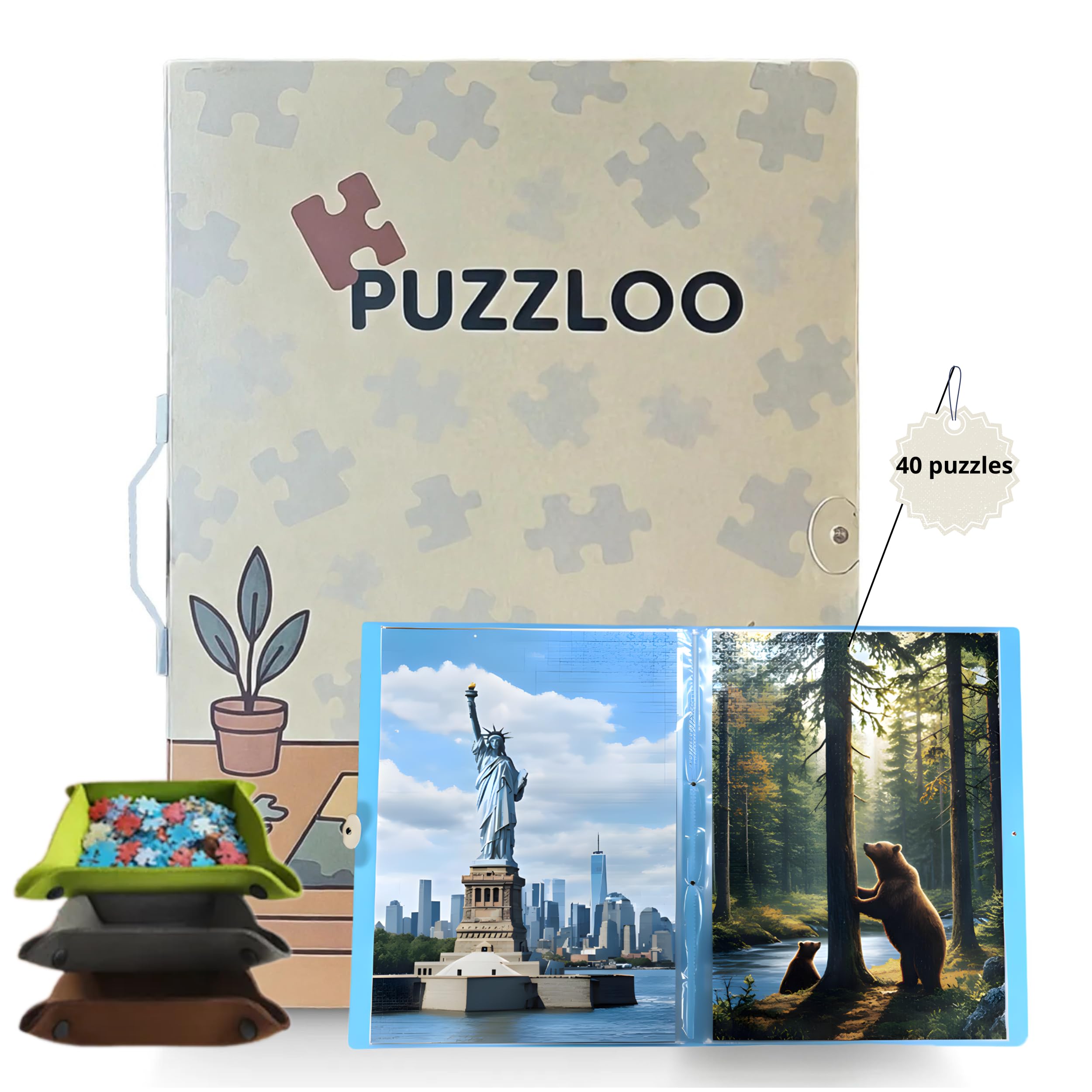 Classeur Puzzle 1000 Pièces – 20 Pochettes Double Face, 6 Plateaux de Tri – Album Rangement Antipoussière, Pochette Transparente Intégrée – Marque Française