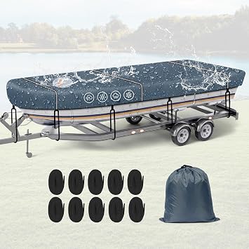 Jon Boat Cover 14-16FT, 900D Waterproof Trailerable Boat Cover