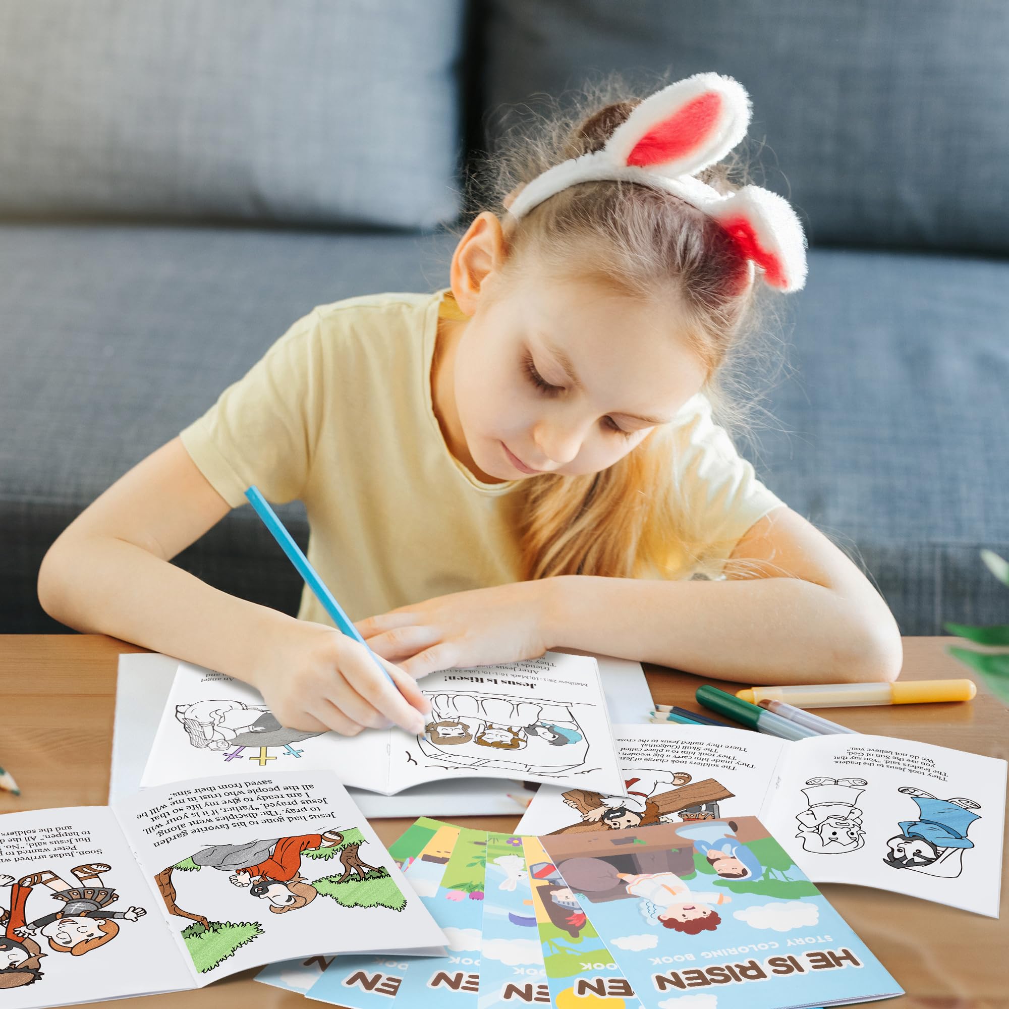 2ooya 24Pcs Easter Coloring Books for Kids Party Bulk Jesus is Risen 6-Style Cover Activity Books - Image 3