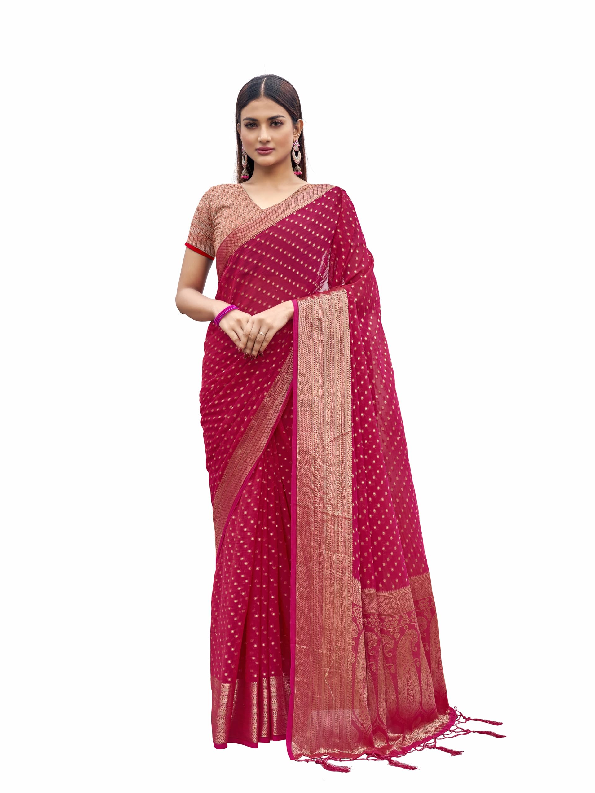 WomanistaWomen's Art Silk Saree (TI6328_Pink)