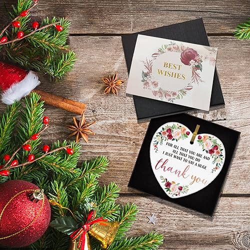Vista 5 de REWIDPARTY Adorno de recuerdo de agradecimiento – Regalo de agradecimiento para familiares, amigos, profesores – Corazón de cerámica de 3 pulgadas