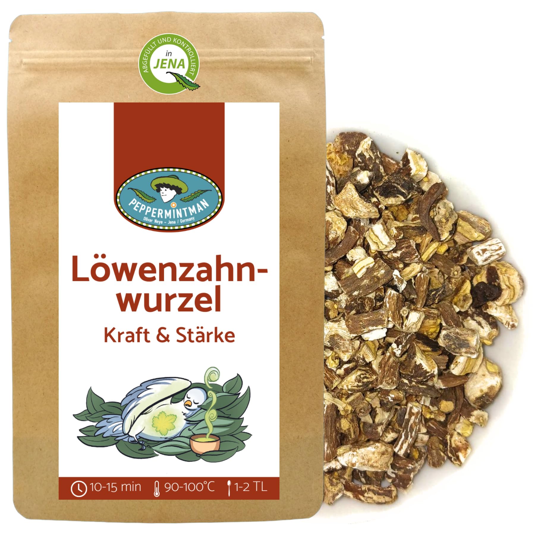 Löwenzahnwurzel, schonend getrocknet und geschnitten, Ideal als Tee I PeppermintMan (250, Gramm)