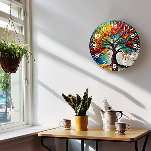 Miniatura 6 de Reloj de pared, 10 pulgadas, silencioso, sin tictac, decoración de cocina para el hogar, funciona con pilas, para baño, dormitorio, sala de estar,