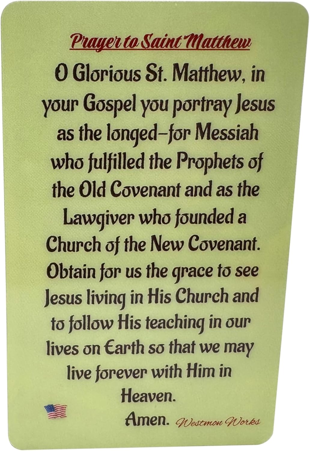 Westmon Works St Matthew Medal Italian Metal Medallion with Holy Prayer Card - Image 5