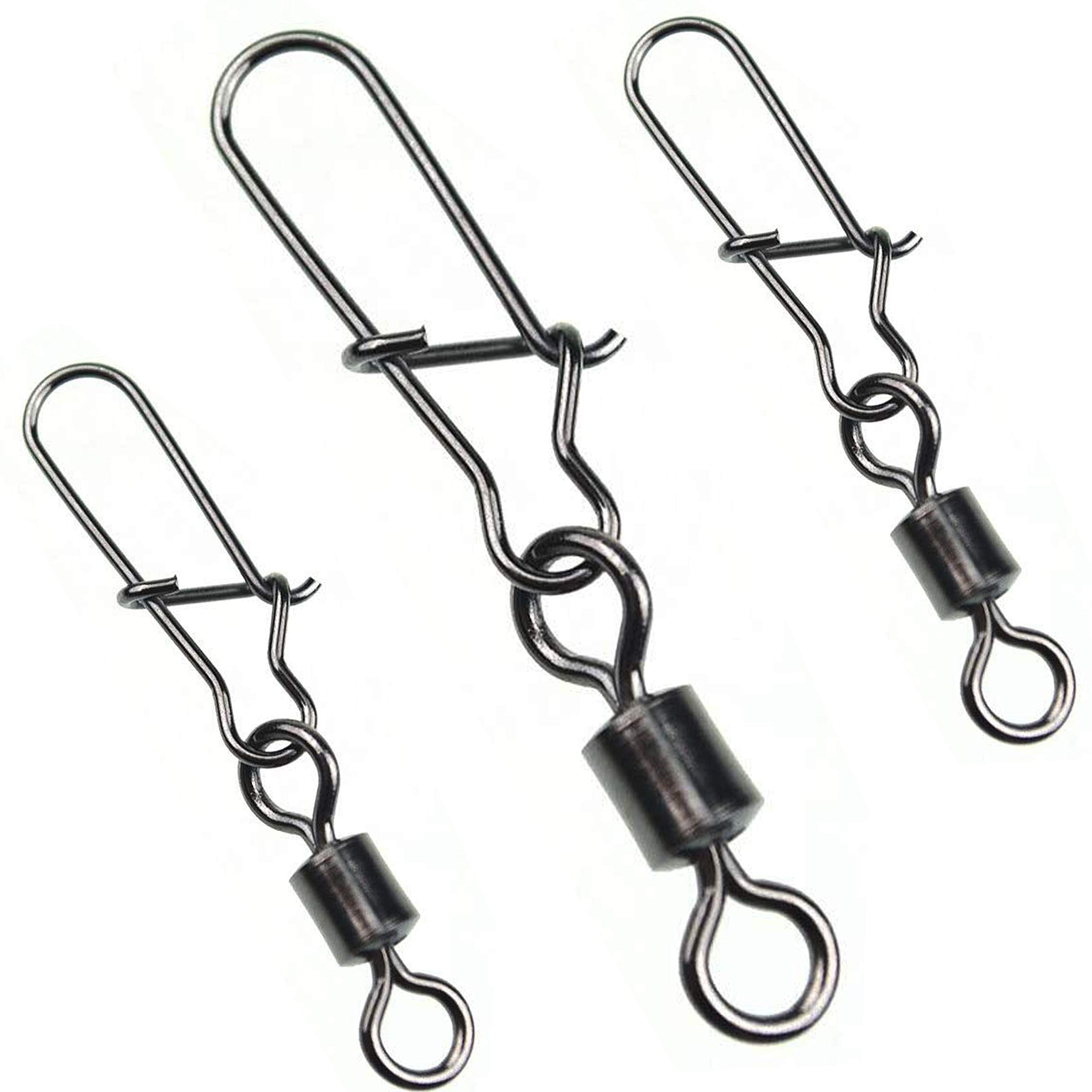 Fishing Rolling Barrel Swivels Snap - 100Pcs Stainless Steel Rolling Swivel with Safety Snap Fishing Barrel Swivel Connector High-Strength Fishing Accessories