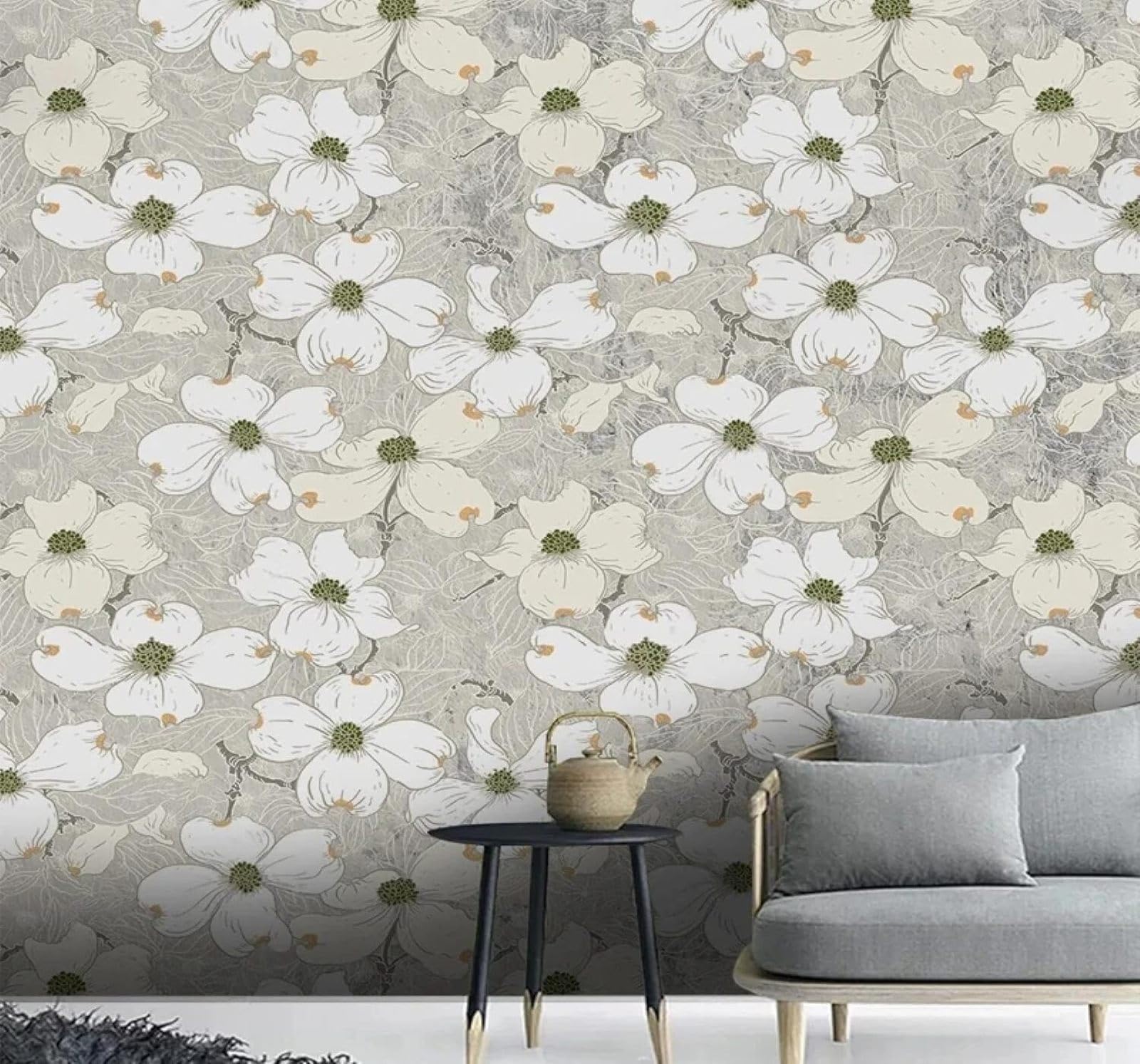 XLMING Retro Hand Drawn Simple Pastoral Floral 3D Wallpaper Luxury Home Dining Decor Paste Sofa Living Room The Wall for Bedroom Mural-250cm×170cm