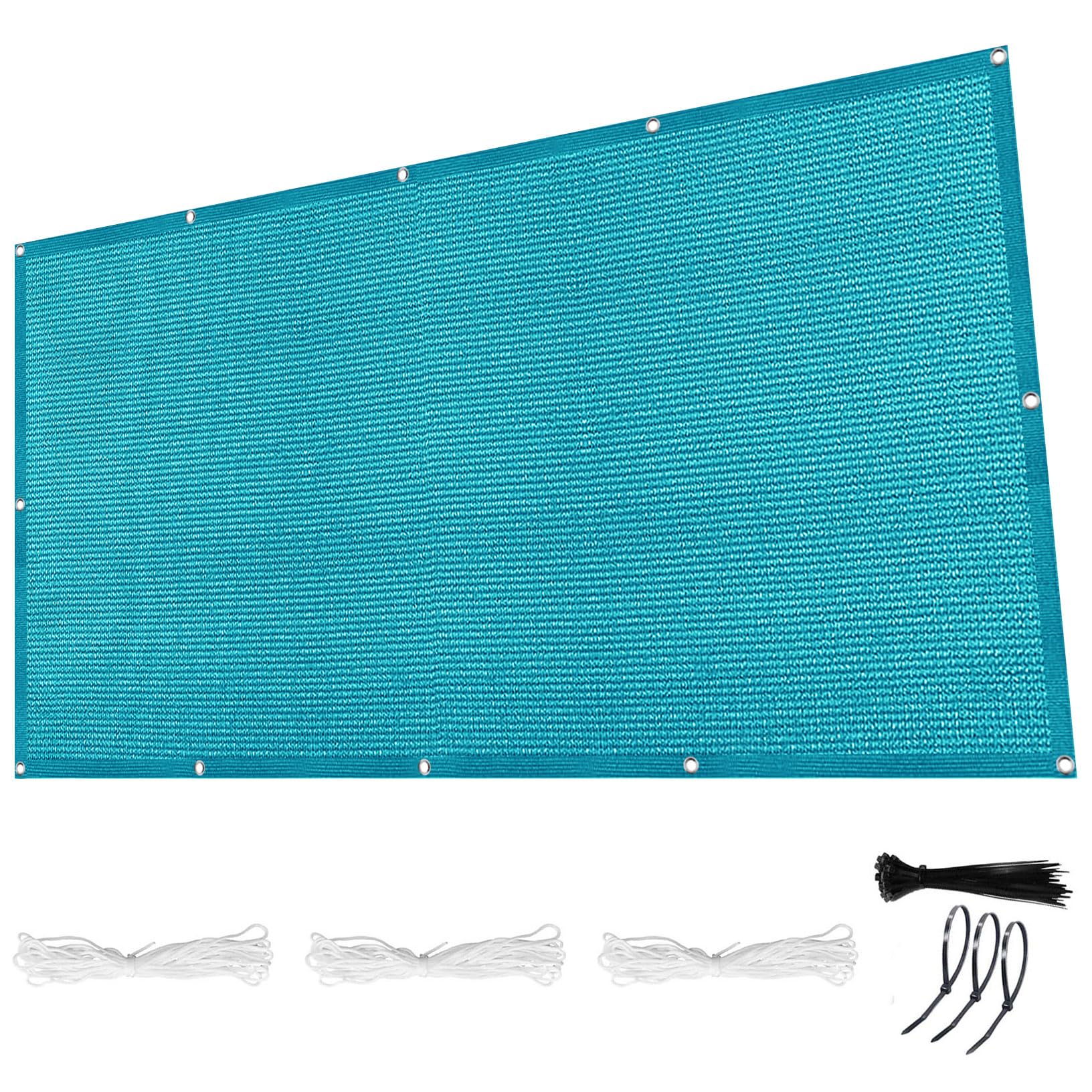 Auvent de jardin 1x5 m bleu ciel avec corde et œillets pour ombrager un balcon extérieur
