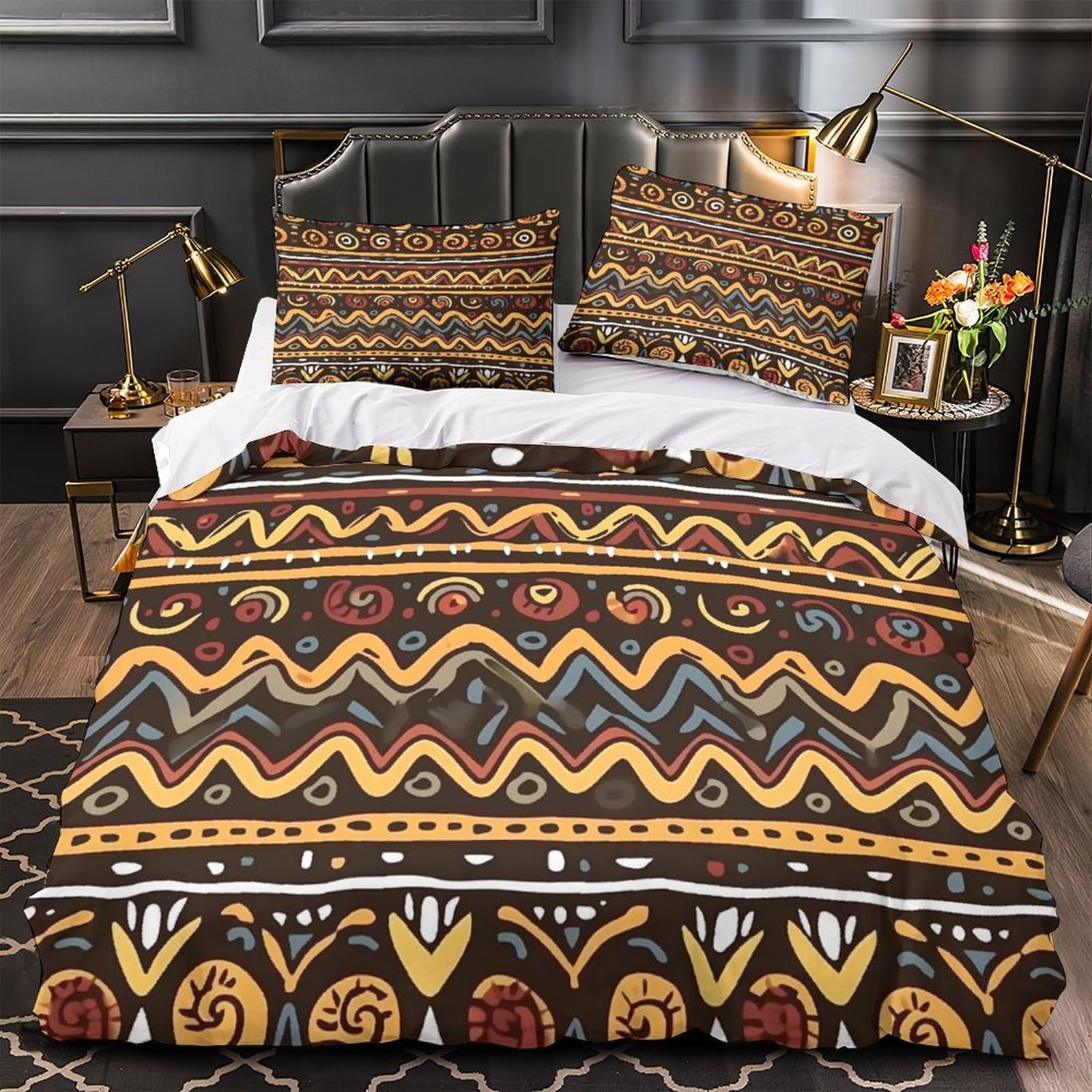 Parure de lit motifs tribaux hypoallergénique anti-acariens pour ado