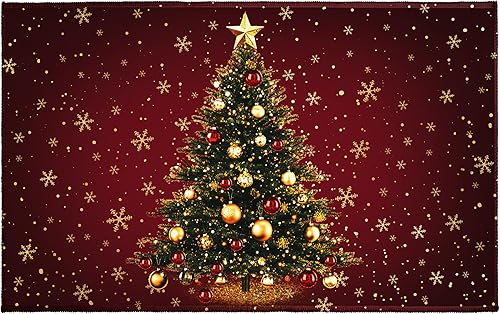 Vista 27 de Tapete de baño de bosque de pinos nevados de invierno Van Gogh, alfombra de baño de noche estrellada de 20 x 32 pulgadas, alfombra de felpa