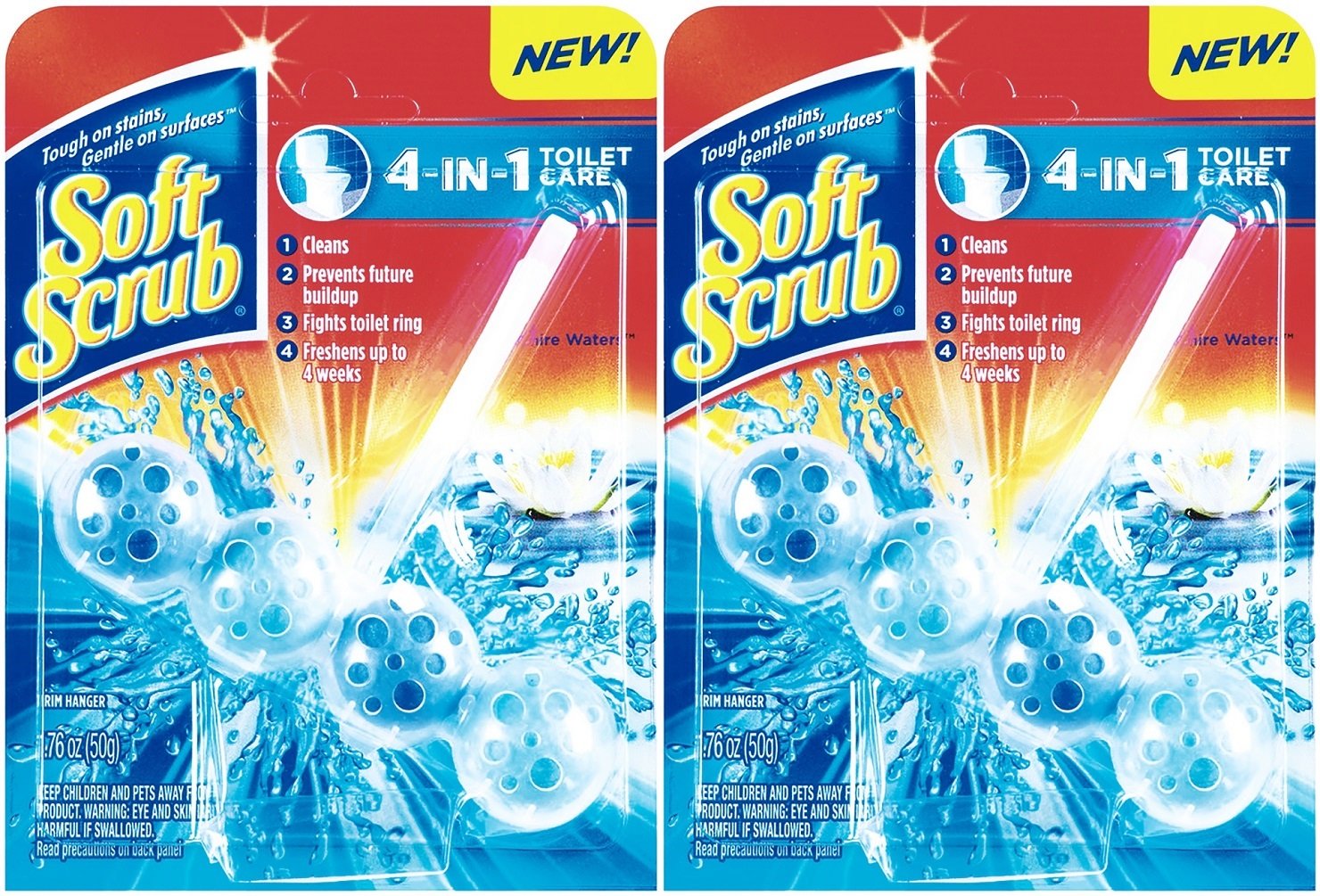 Soft Scrub 4-in-1 Toilet Care Rim Hanger, Sapphire Waters, 1.76 Ounce (Pack of 2)