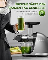 AMZCHEF Prémium Gyümölcs- és Zöldségprés 150W - Csendes Motoros Lassú Gyümölcsfacsaró Visszaforgató Funkcióval, Ezüst 9