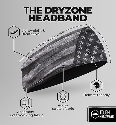 Vista 63 de Tough Headwear Tough Outfitters Headband for Men - Mens Headbands - Working Out Sports Performance Head Bands - Athletic Cycling Running Sweat Band