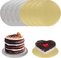 Helweet Tortaalátét Szett - 8 db Kerek Arany és Ezüst Karton Tortalap 20,3 cm - Csúszásgátló Textúrával Süteményekhez, Tortákhoz és Pizzához 1