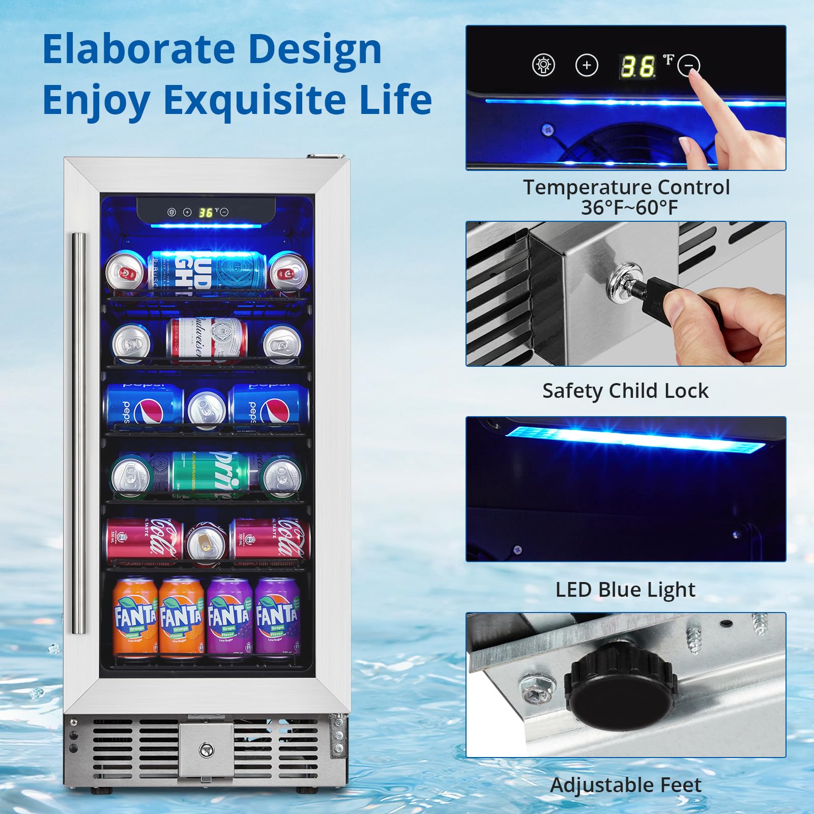 Garvee Beverage Refrigerator, 3.2 Cu.Ft Beverage Fridge|115 Cans Capacity, Small Beverage Cooler With 36~60°F Adjustable Digital Temperature Control Compressor And Safety Lock on Fridge.com - View 3