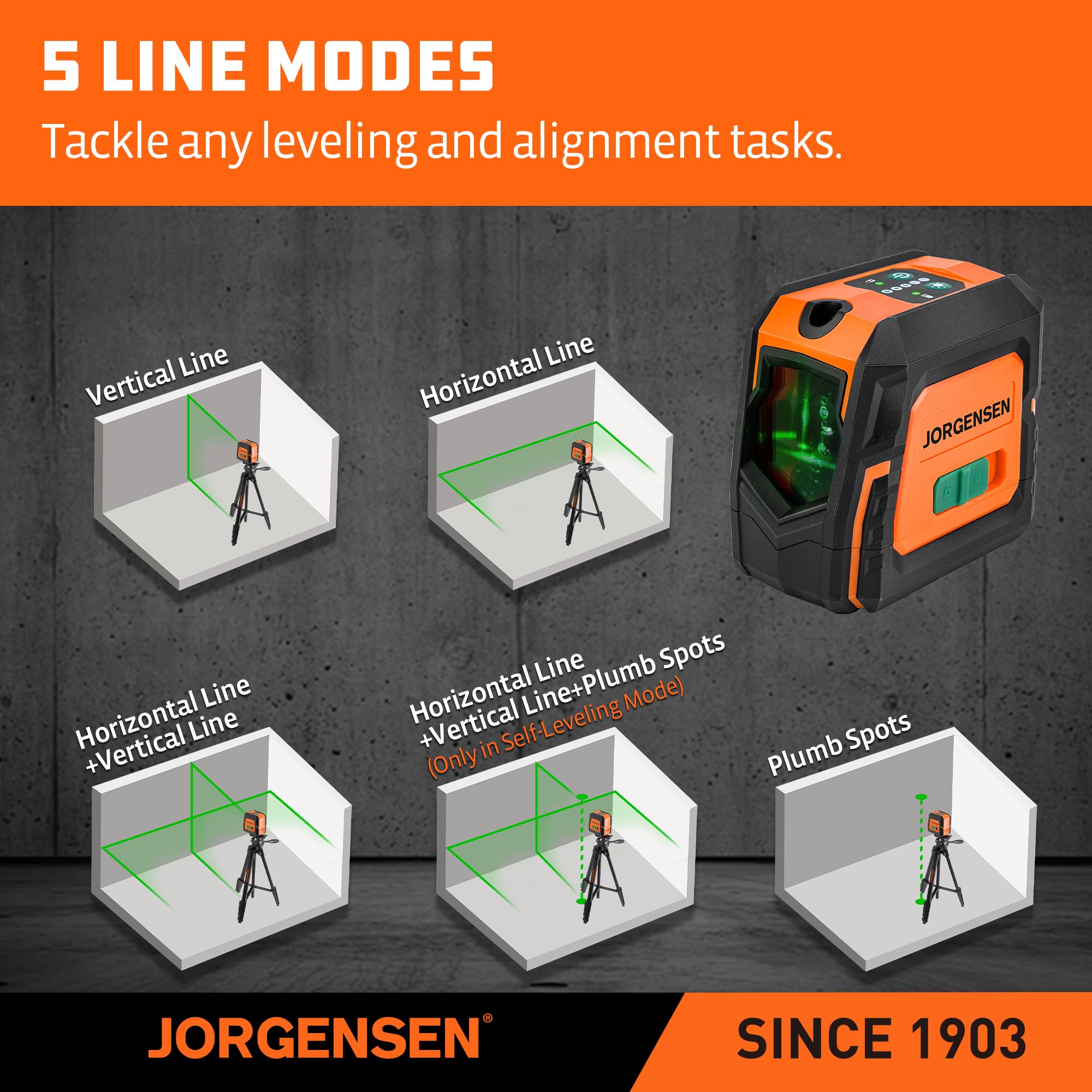 Jorgensen Laser Level - 100FT Cross Line -4