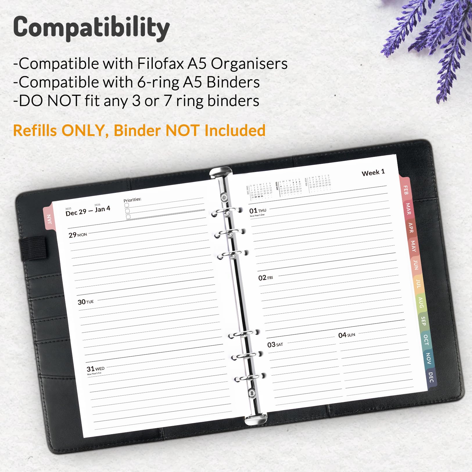 Snapklik.com : 2026 Weekly & Monthly Planner Refills For A5 6-Ring ...