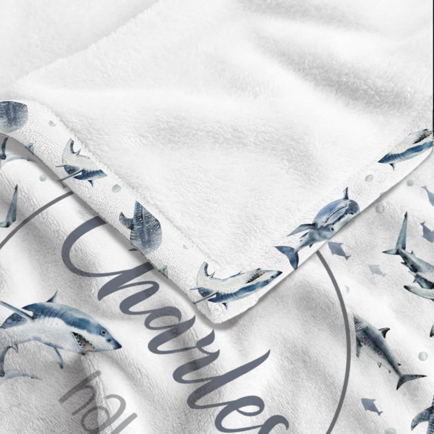 Personalized Sharks Blanket Gift for Boy Girl, Custom Sharks Plush Blanket Decor Soft Flannel Fleece Lightweight Throw Blanket Quilt for Couch Sofa 50x40In for Child/Kids