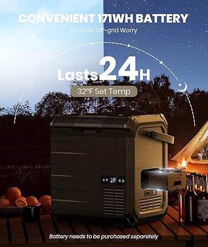 Miniatura 2 de EENOUR D18 - Refrigerador de coche de 19 cuartos  18 litros y 12 V con batería desmontable - Congelador de automóvil alimentado por energía