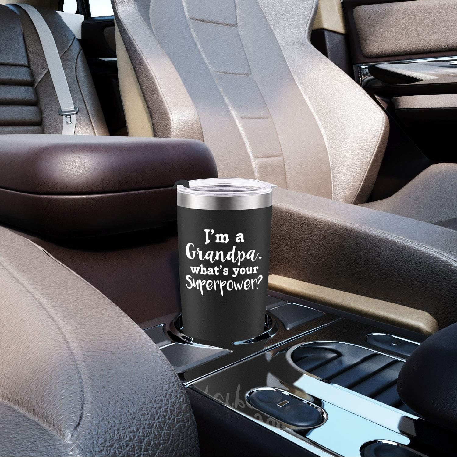 Exclusive Discount 50% Price Lifecapido Funny Grandpa Gift for Men, 20 Oz Stainless Steel Travel Tumbler with Lid, I'm A Grandpa, What's Your Superpower? Best Birthday Father's Day Gift for Grandpa Grandfather New Grandpa, Black