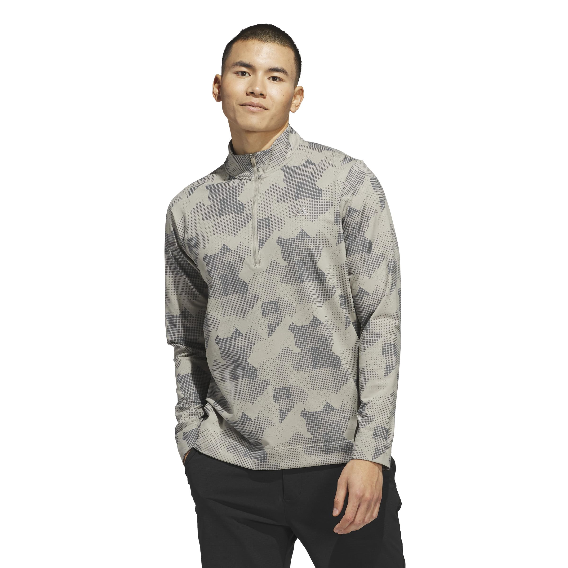 adidas Men's Go-to Printed Quarter-Zip Pullover, Putty Beige S25, Large