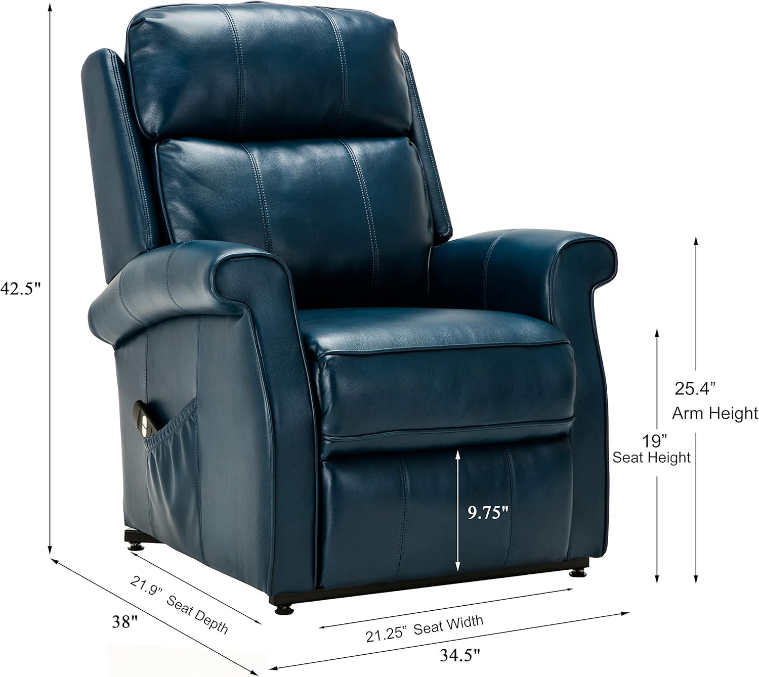 SOURCE ONE Source One Walter Navy Blue Traditional Recliner, Lift Chair
