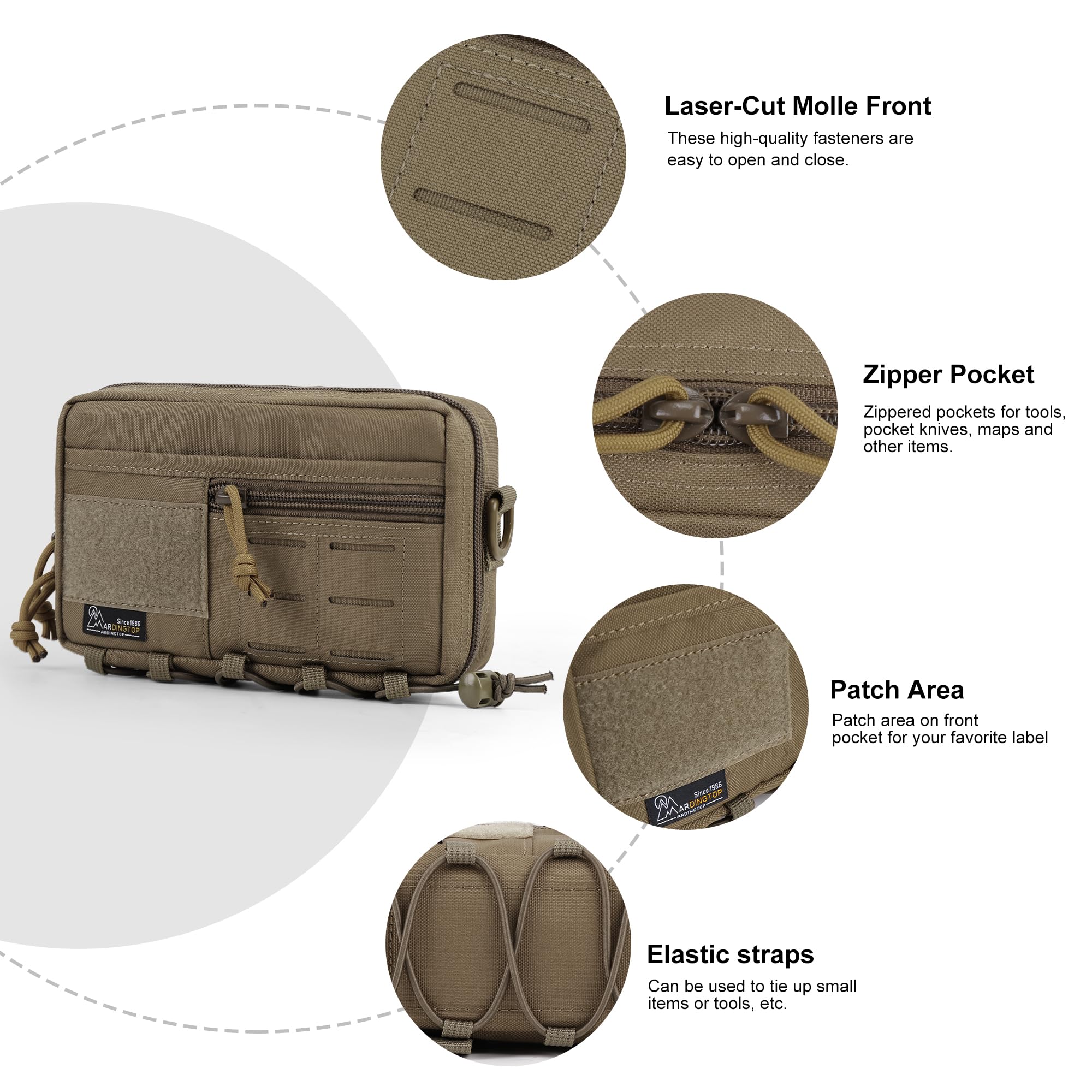 Mardingtop MOLLE Tasche, Universaler EDC Organizer Pouch Mit Abnehmbarem Insert Und Schultergurt Für Taktische Ausrüstung, Laufen, Radfahren, Camping Und Outdoor Aktivitäten