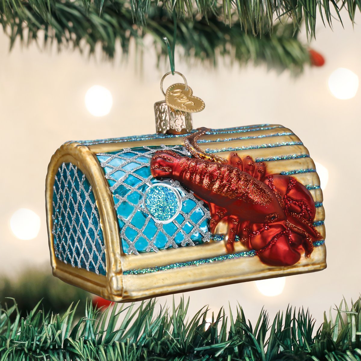 Old World Christmas Crab Glass Blown Ornaments for Christmas Tree Lobster Trap
