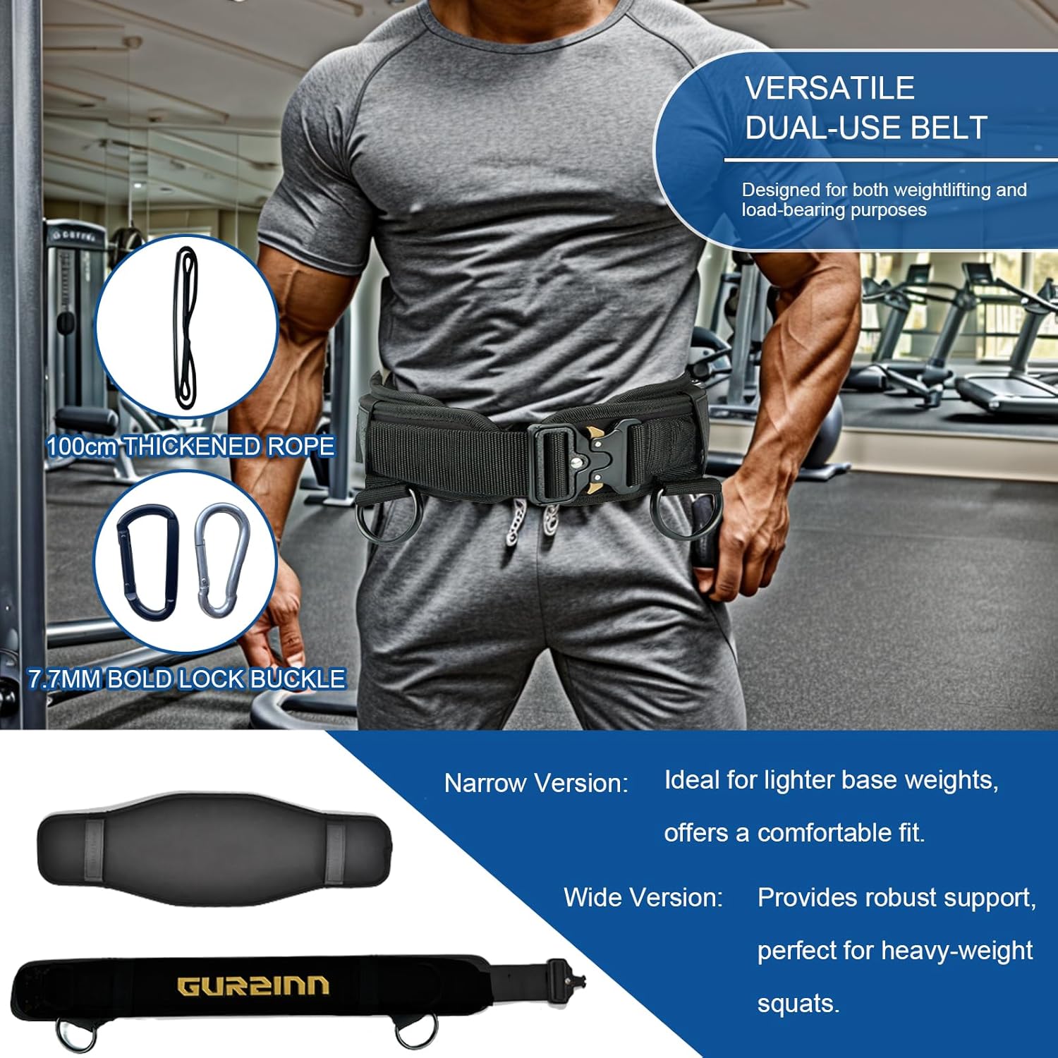 Weight Lifting Belt Gym Fitness with Quick Locking, Dip Belt with rope, Weighted Pull Up Belt for Gym Fitness Powerlifting Squat