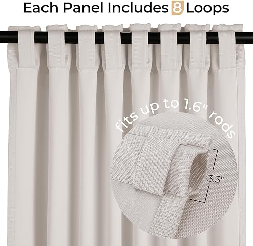 Miniatura 6 de 100% Blackout Shield Cortinas opacas de lino sintético para dormitorio de 84 pulgadas de largo, juego de 2 paneles de cortinas de lino con pestaña