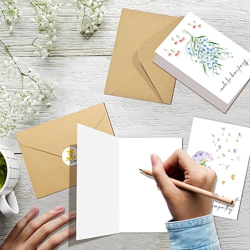 Miniatura 4 de Paquete de 40 tarjetas de condolencias con sobres, tarjetas de condolencia de flores de acuarela, tarjeta de duelo, juego de caja a granel pensando