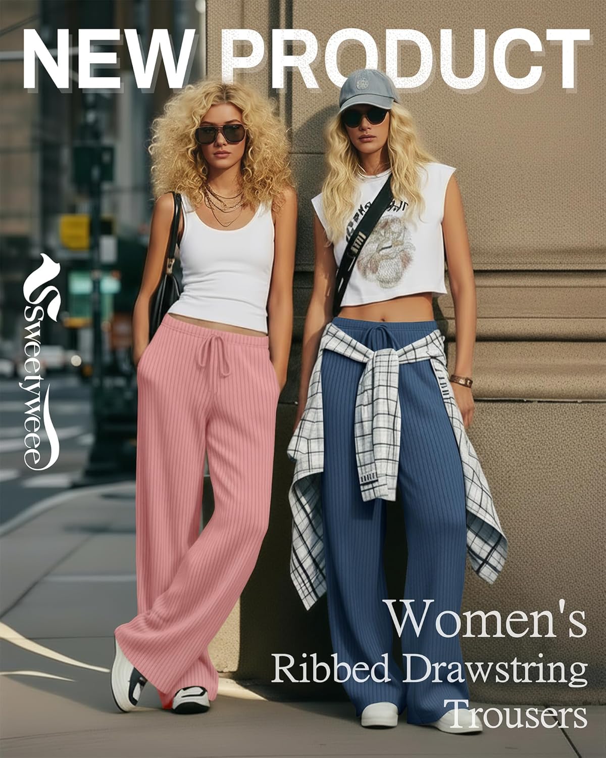 3 Pack Women's Ribbed Knit Lounge Pants Comfy Wide Leg Slacks with Pockets Loose Yoga Sweatpants Casual Joggers - Image 4