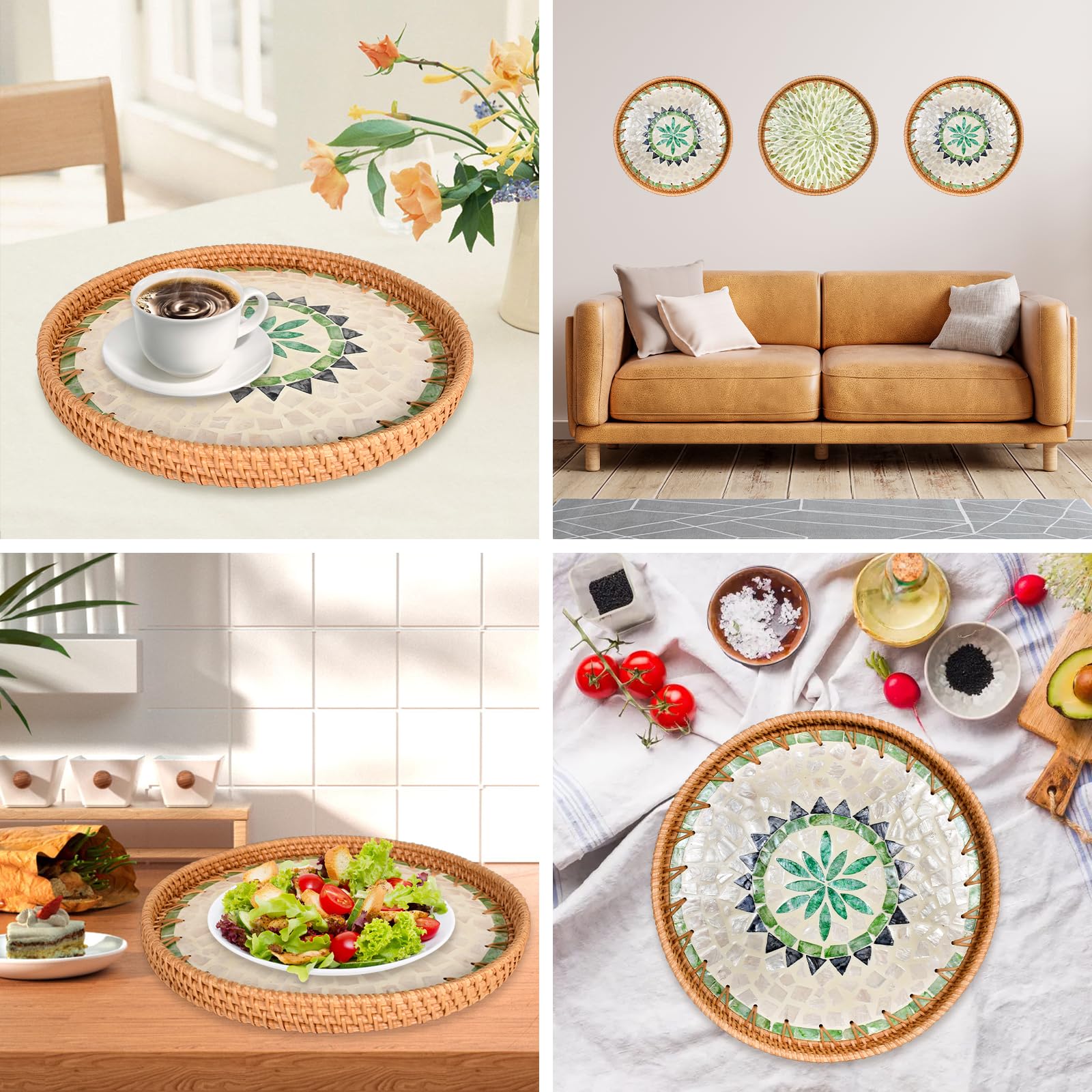 Amazon｜籐 トレー 丸 ラタントレイ 直径30cm 浅型トレー 藤編みトレー