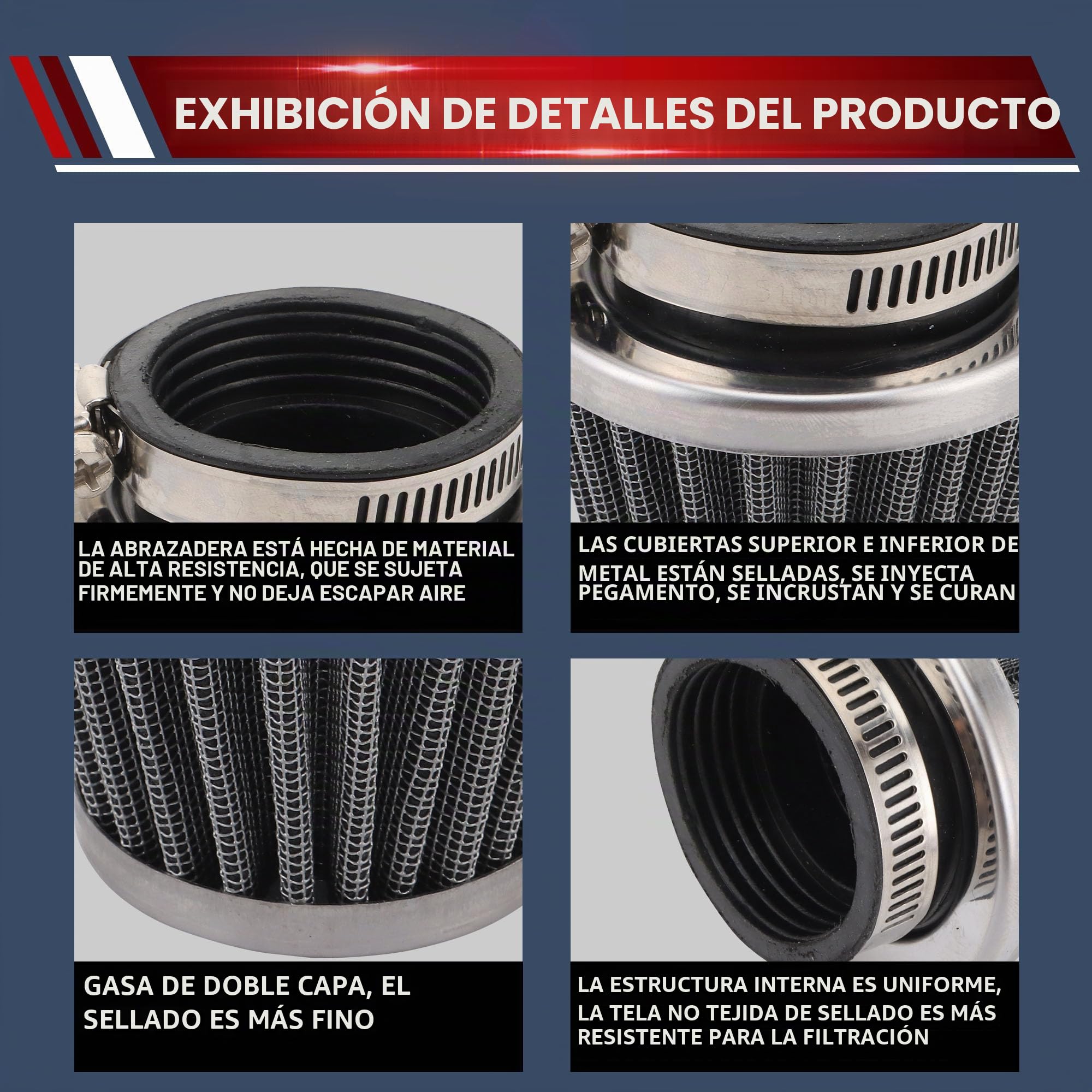 WOOSTAR PD24J Carburador con 42mm Filtros de Aire Admision Aire Tubo Reemplazo para 4 Tiempos GY6 125cc 150cc Taotao Go Kart Scooter 152QMI 157QMJ Motor