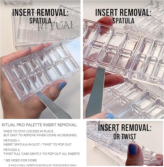 Empty Makeup Palette | 20 Wells | Modular Interchangeable Depotting System | Ritual Pro Palette 3 | Sample Bundle, Lipstick, Creams, Alcohol based makeup and paint, watercolor, Gouache, Acrylic paint