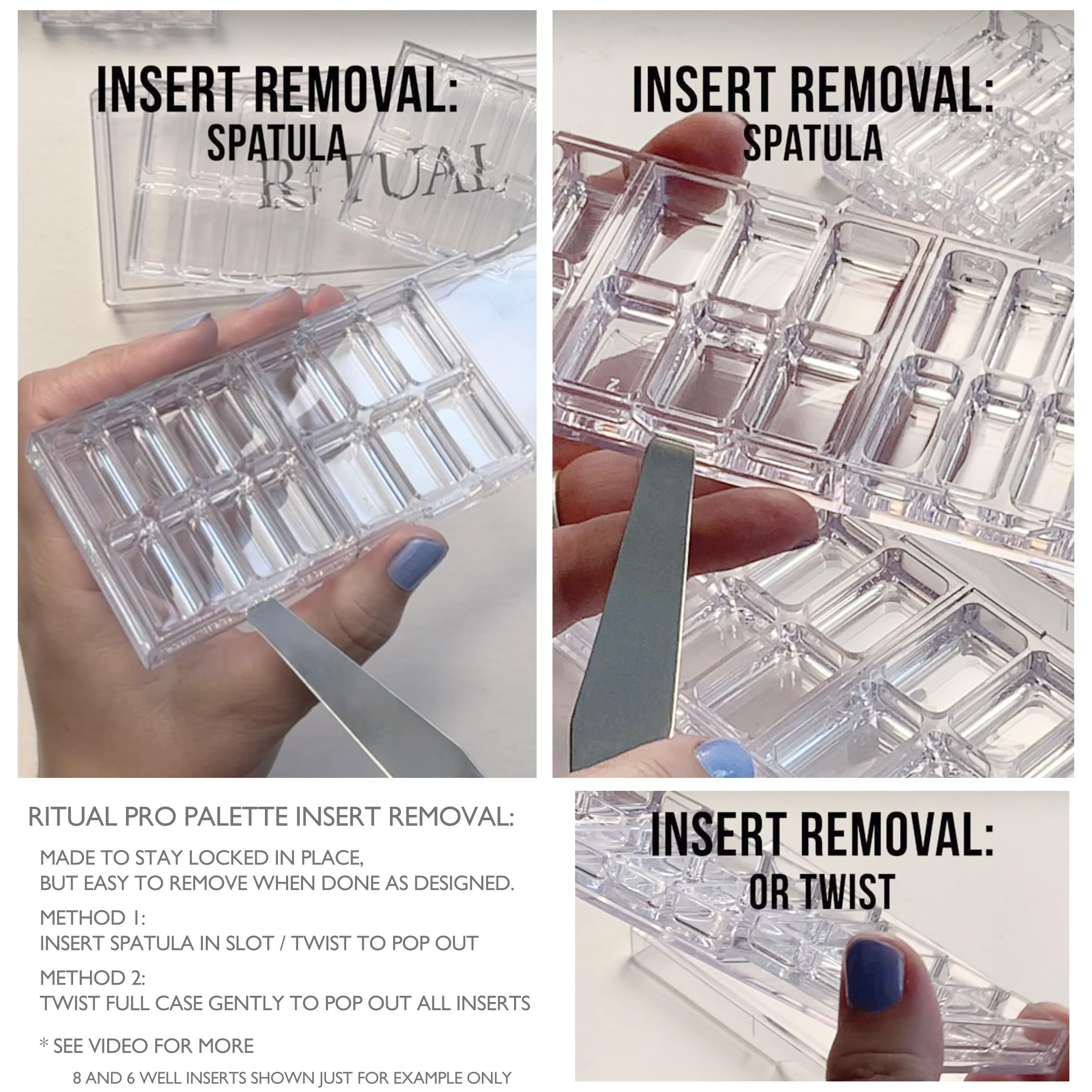 Paleta de maquillaje vacía | 24 pozos | Sistema modular intercambiable | Paleta Ritual Pro 3 | Paquete de 8